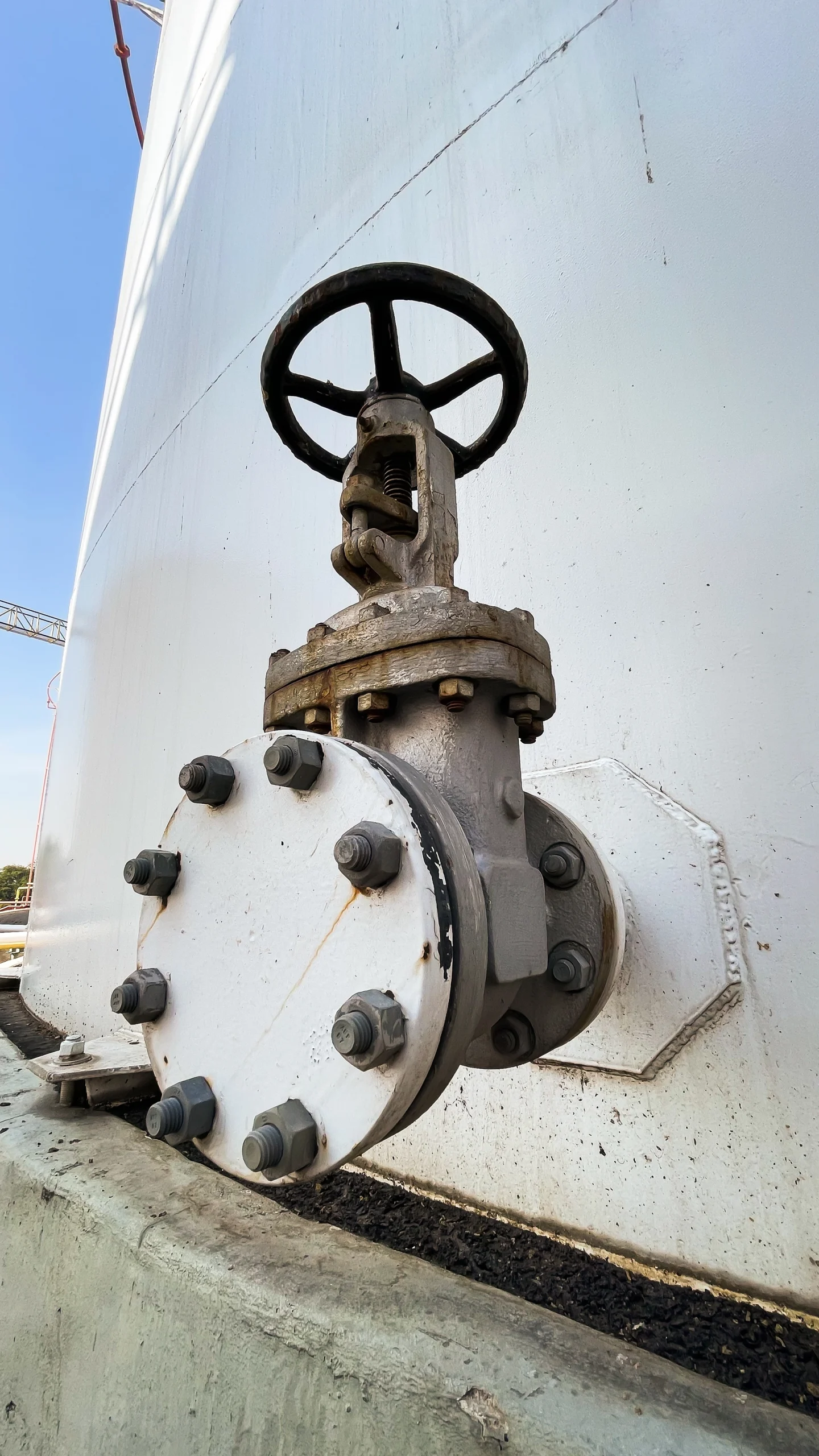 Industrial manual valve installed on a flanged piping connection