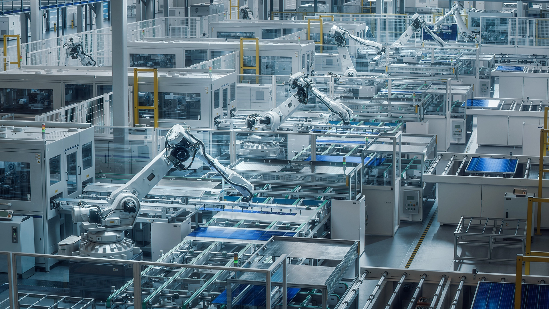 Modern industrial manufacturing facility and production equipment